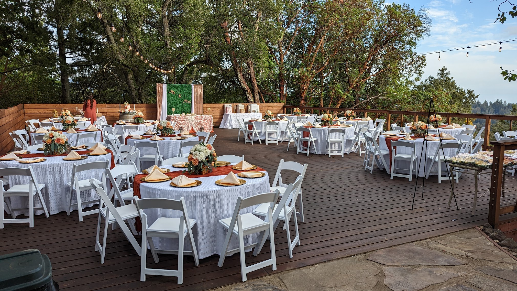 Outdoor wedding in the redwood forest at Living Well