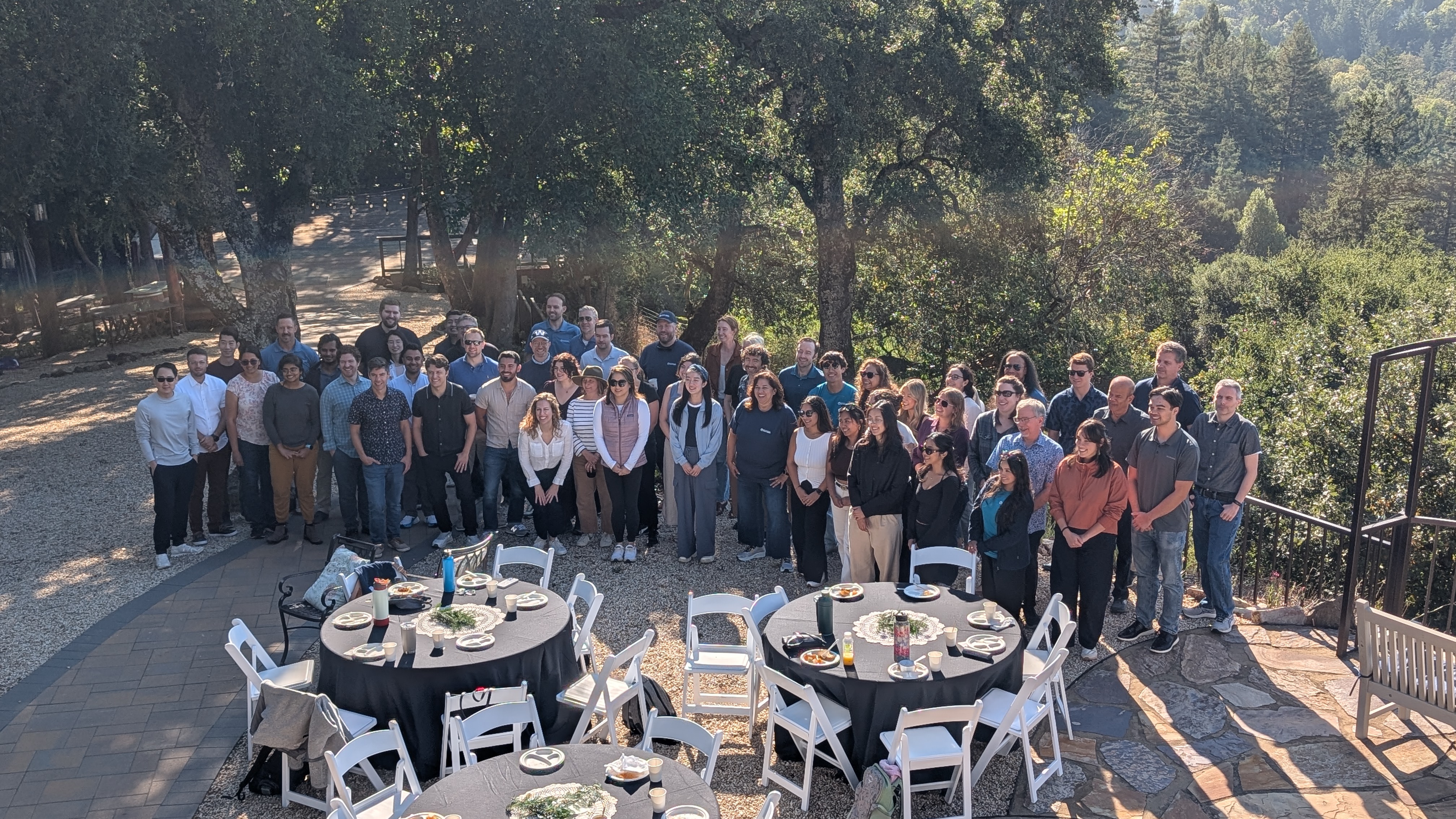 Corporate group at Living Well Event Center outdoor venue in Los Gatos